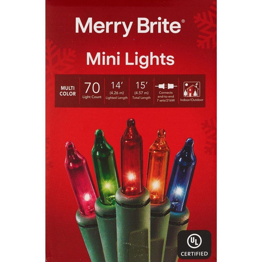 2pk Merry Brite Mini Lights Multi Color 70 Count 14ft  Indoor Outdoor